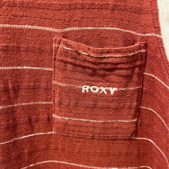 Roxy Striped Sleeveless Crew Neck T-Shirt Burnt Orange White size S - Picture 5 of 9